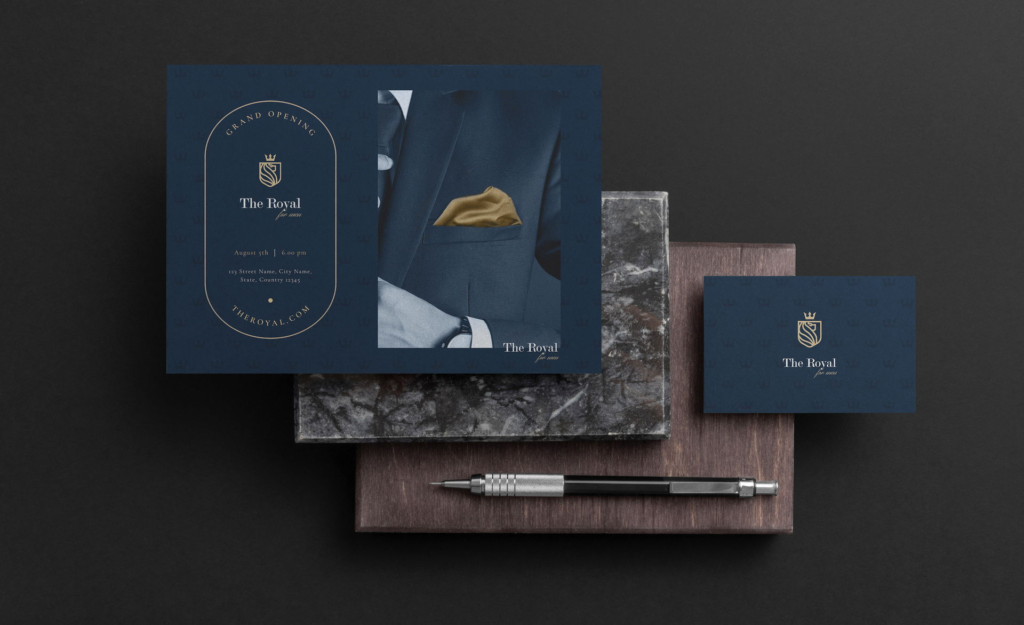 Identidade de Marca, branding, logo para uma empresa de produtos de cerimónia para homem. Luxúria e elegância.
